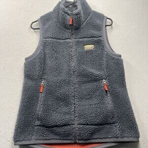 L.L.Bean Sherpa Fleece Vest Women’s Small Gray Full Zip Outdoor Cozy